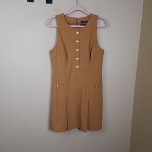 J. Crew Pleated mini dress in Italian bi-stretch wool blend in Burnt Carmel 6